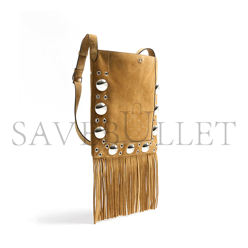 VALENTINO GARAVANI NELLCÔTE SUEDE SHOULDER BAG WITH FRINGES 7Y2B0R33JET_RDX (31*30*3cm)